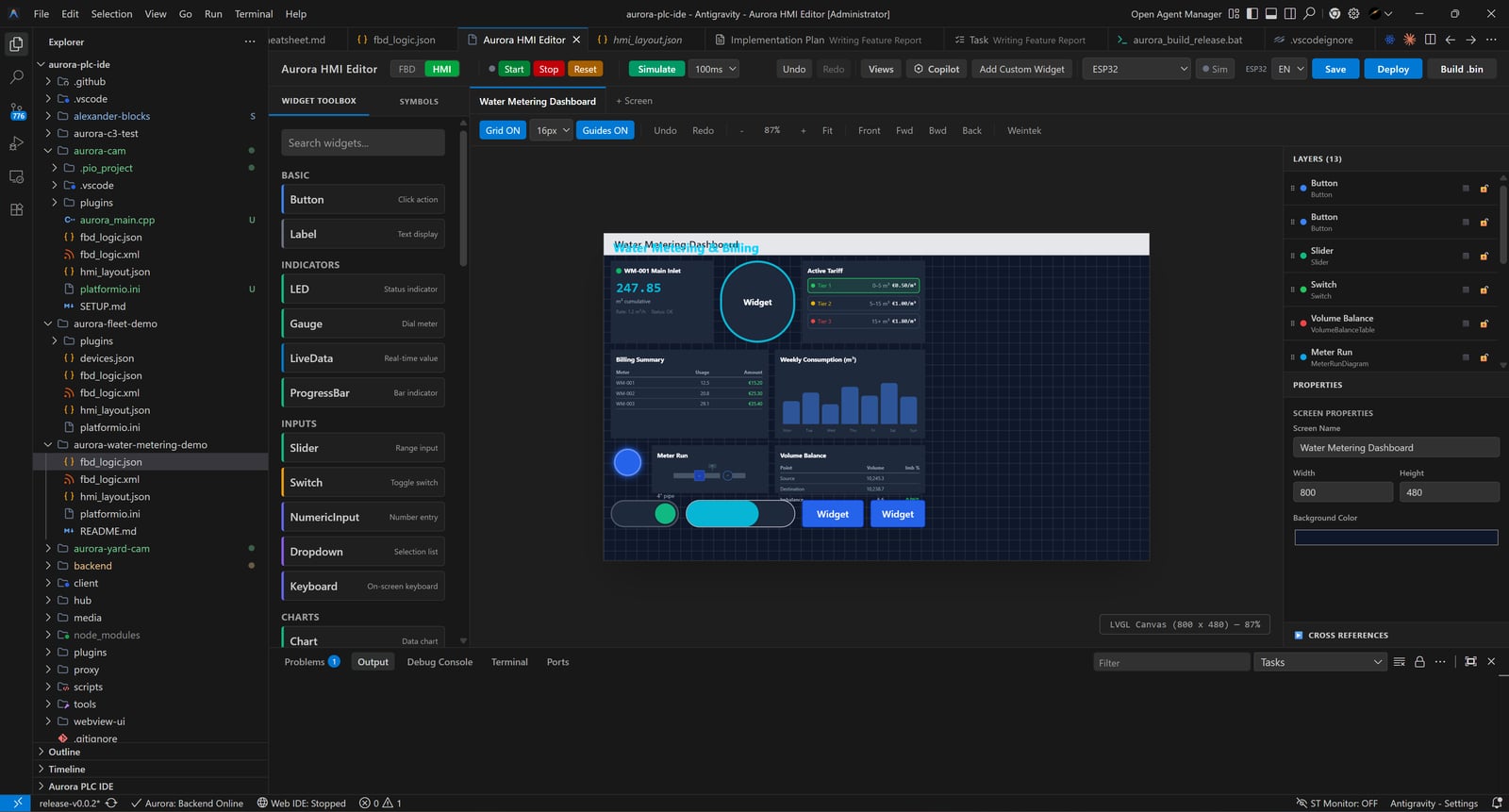 Aurora PLC IDE — HMI Editor